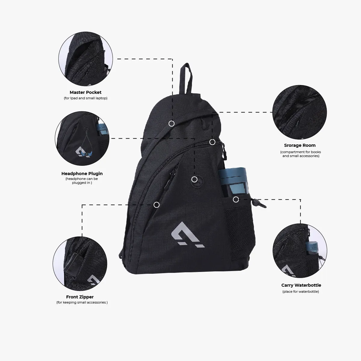 Anti-Theft Crossbody Bag - Black