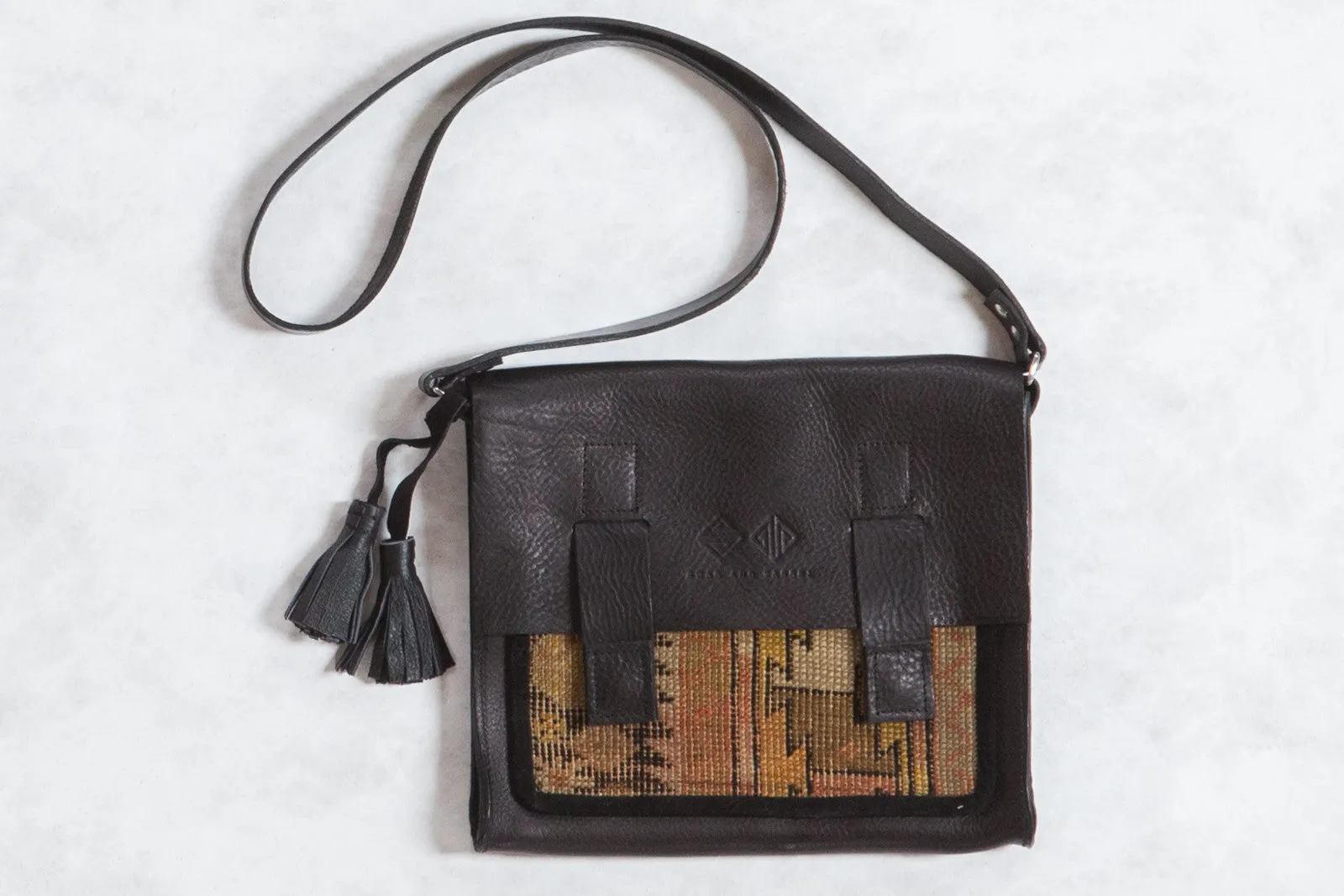Antique Caucasian Rug Fragment Messenger Bag