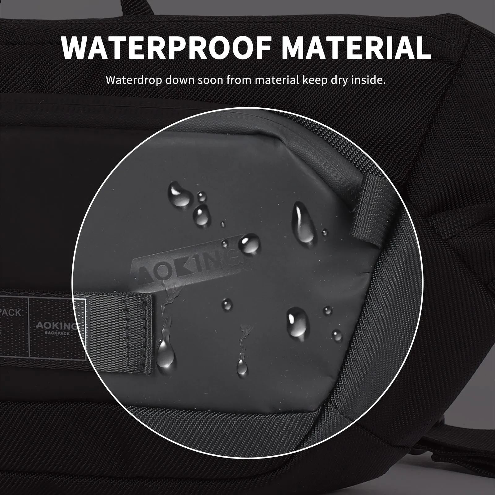 Aoking Black Fashion Men Waterproof Crossbody Sling Bag XY3075