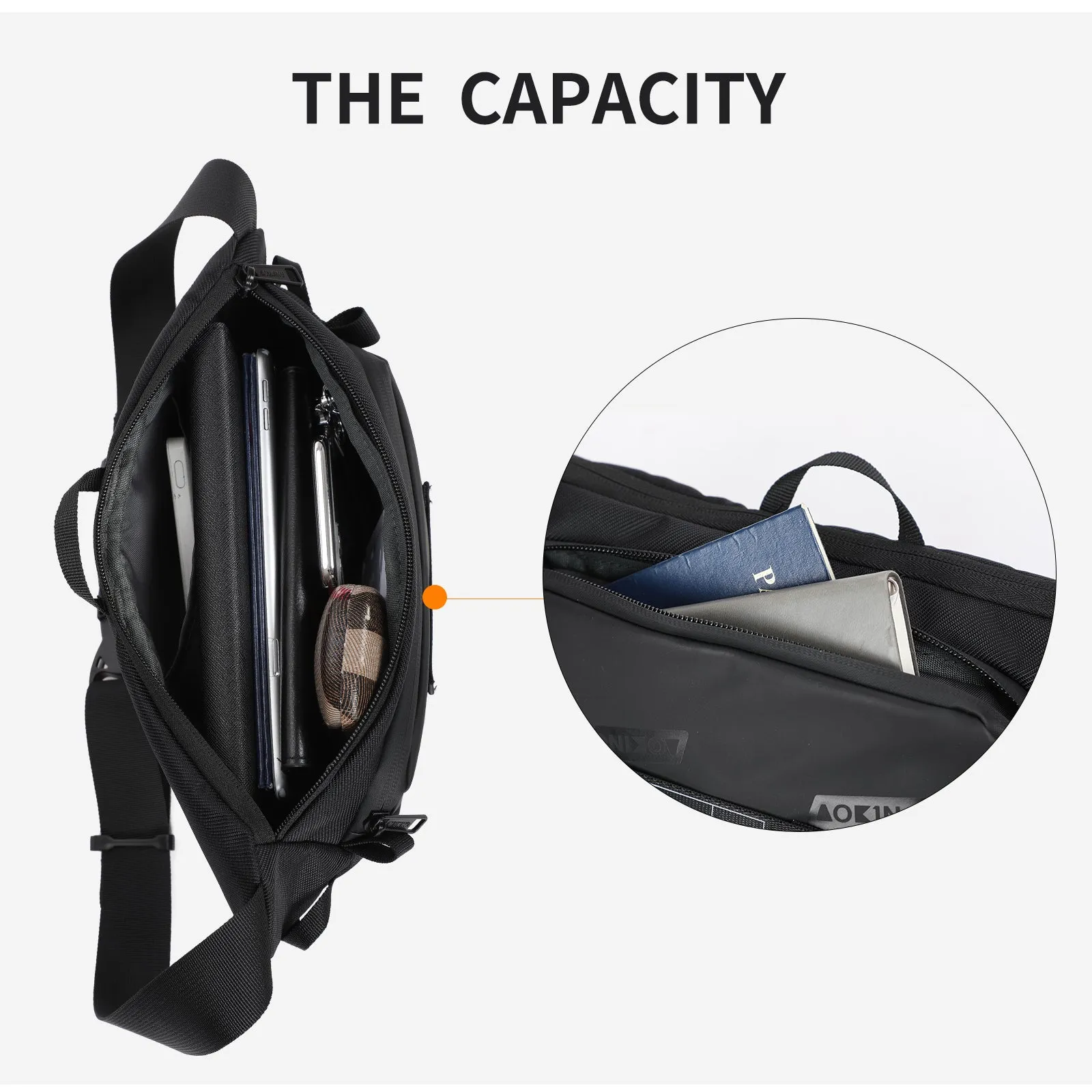 Aoking Black Fashion Men Waterproof Crossbody Sling Bag XY3075