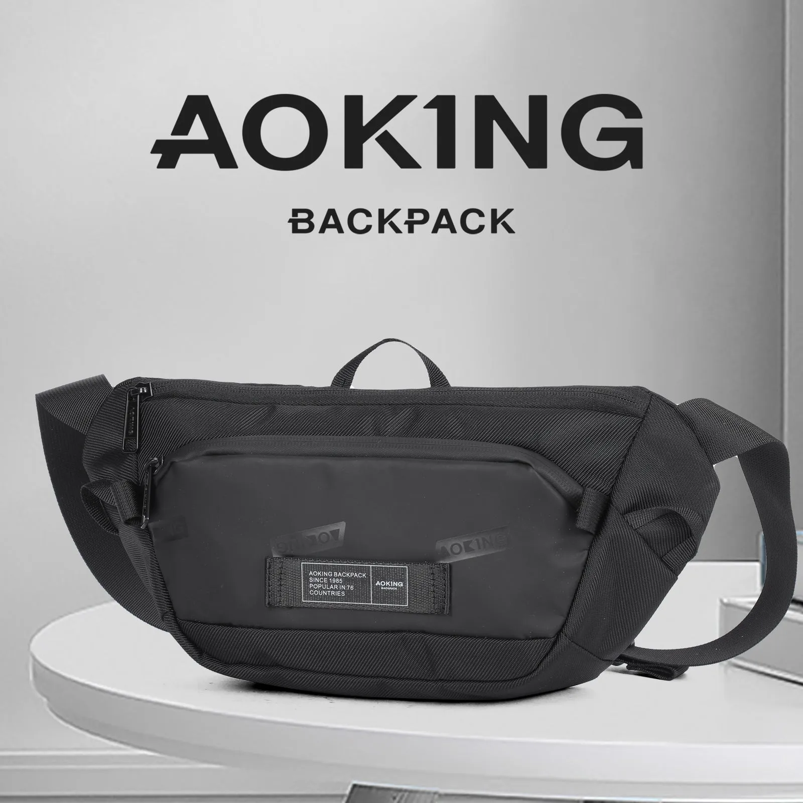 Aoking Black Fashion Men Waterproof Crossbody Sling Bag XY3075