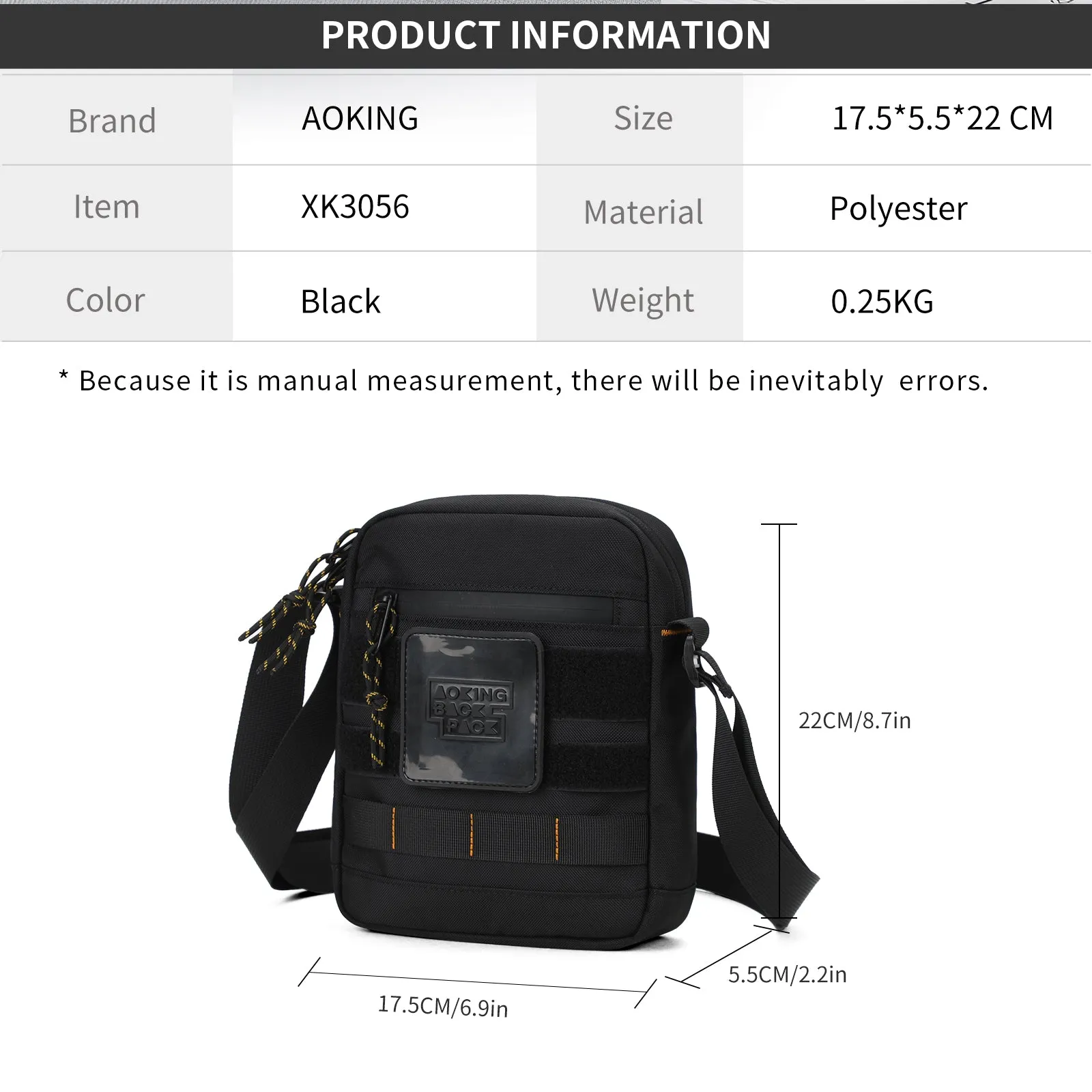 Aoking Durable Large Capacity Cross-Body Shoulder Bag XK3056