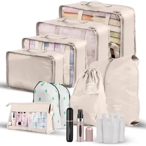 ArcShine™ 15 Pieces Multi Use Travel Organizer Bags with Perfume Atomizers & Packing Cubes