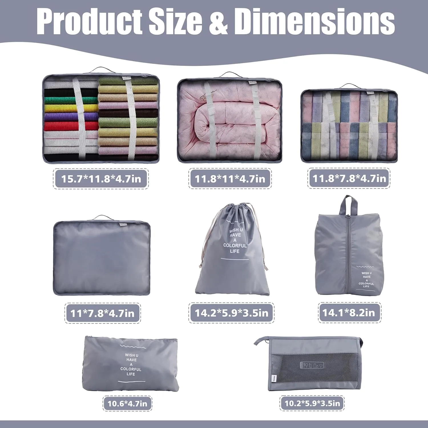 ArcShine™ 15 Pieces Multi Use Travel Organizer Bags with Perfume Atomizers & Packing Cubes