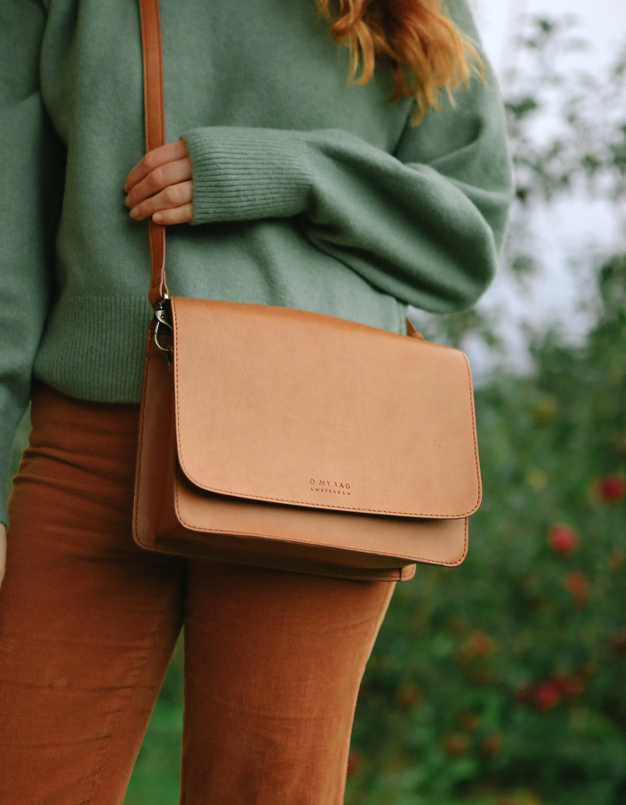 Audrey Apple Leather Vegan Crossbody | Brown