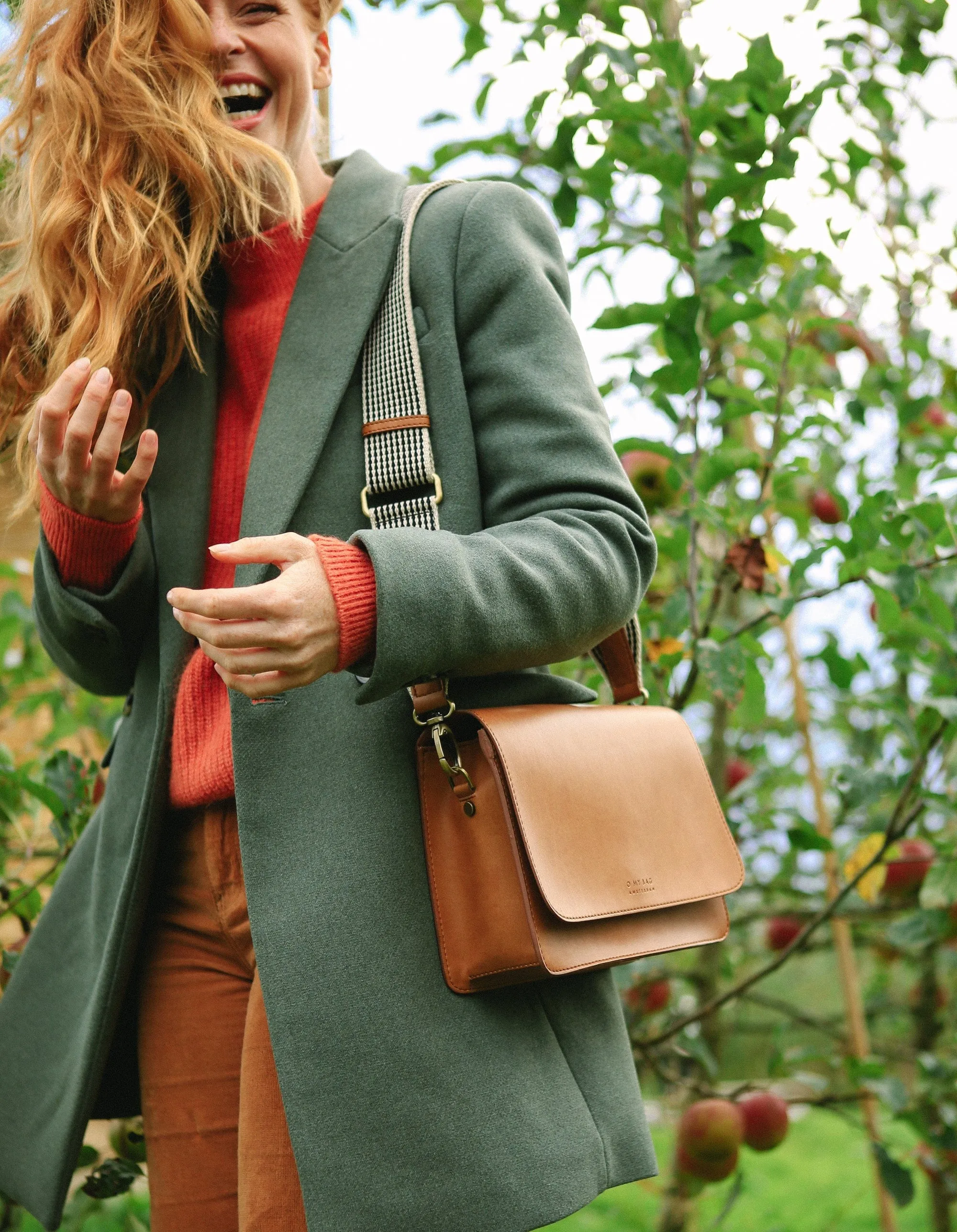 Audrey Apple Leather Vegan Crossbody | Brown