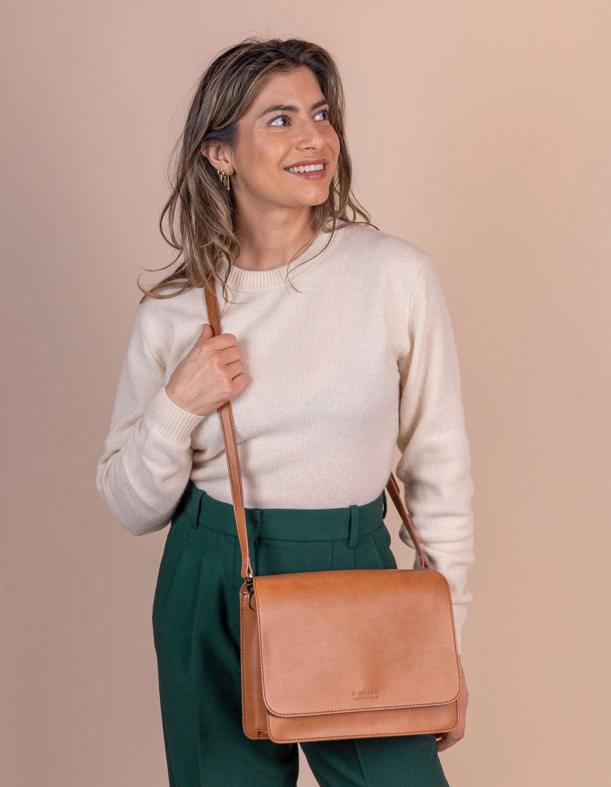 Audrey Apple Leather Vegan Crossbody | Brown
