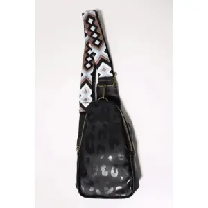 Aztec strap leopard print crossbody sling bag
