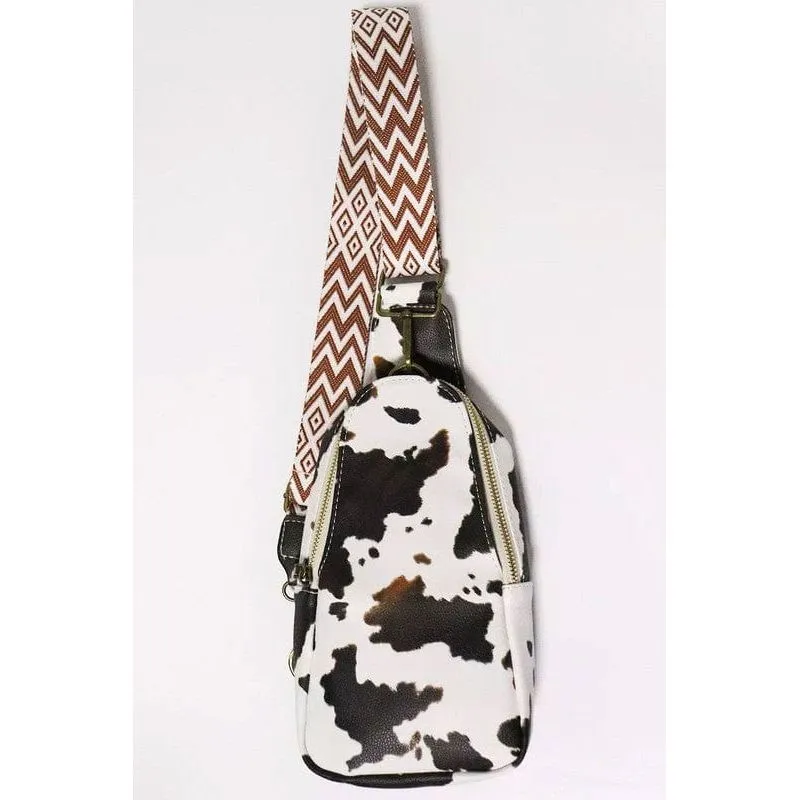Aztec strap leopard print crossbody sling bag