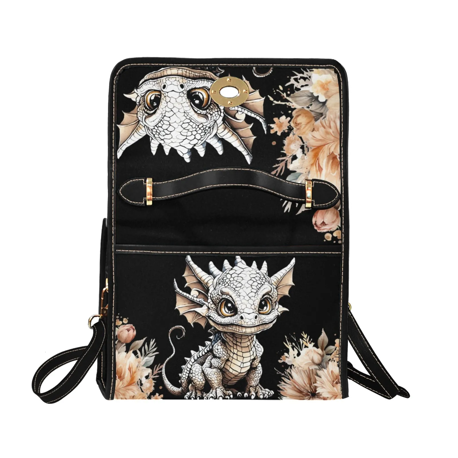 Baby Dragon Purse, Floral Fantasy Cross Body Purse, Vegan