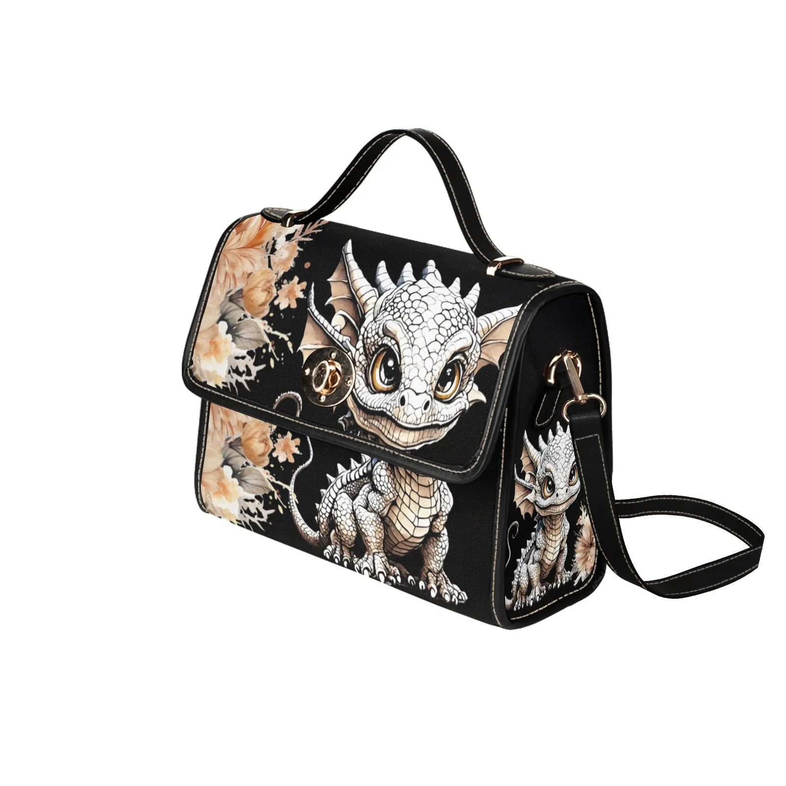 Baby Dragon Purse, Floral Fantasy Cross Body Purse, Vegan