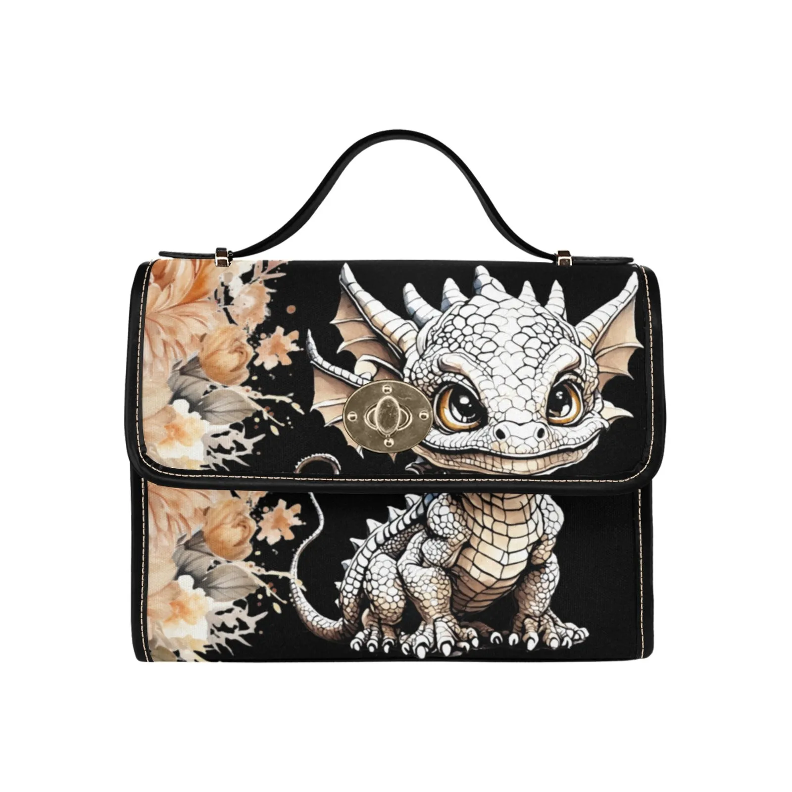 Baby Dragon Purse, Floral Fantasy Cross Body Purse, Vegan