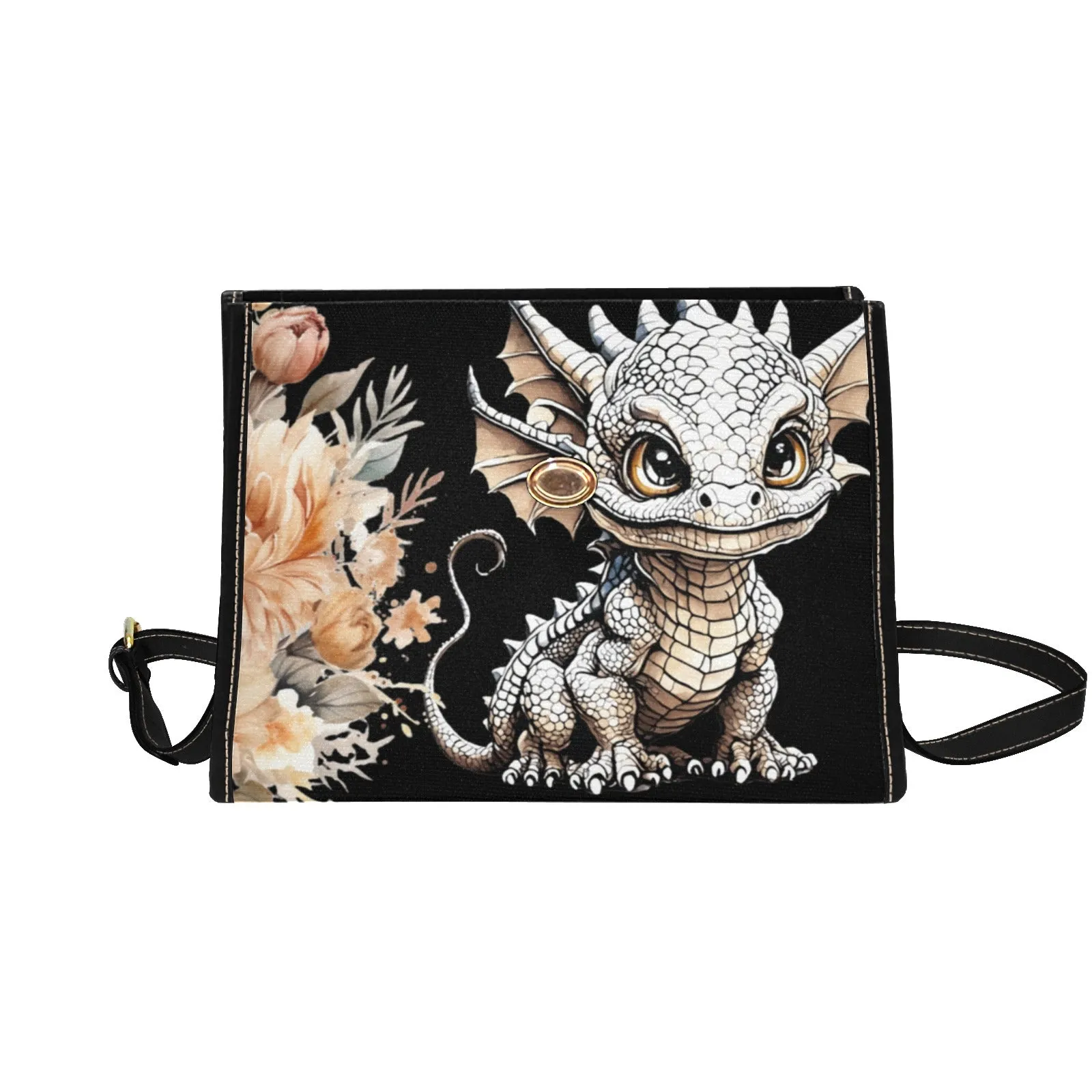 Baby Dragon Purse, Floral Fantasy Cross Body Purse, Vegan