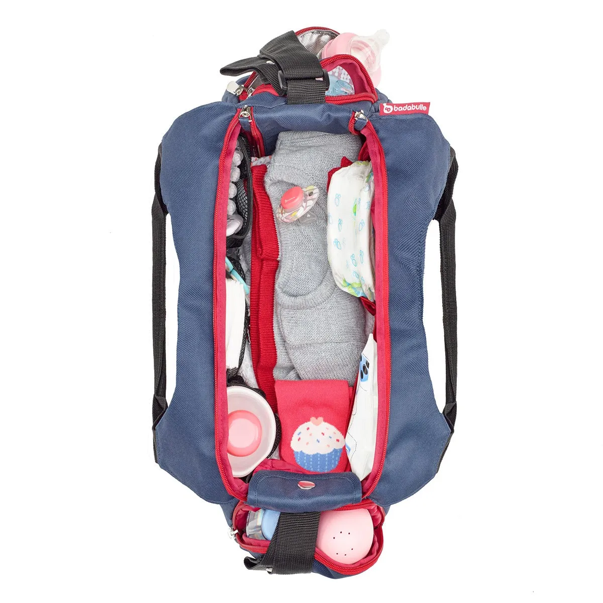 Badabulle Multipocket Blue Changing Bag With Five External, Easy Access Pockets   One Insulated Bottle Pocket