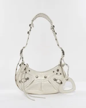 Balenciaga White Arena Lambskin Leather Le Cagole XS Shoulder Bag
