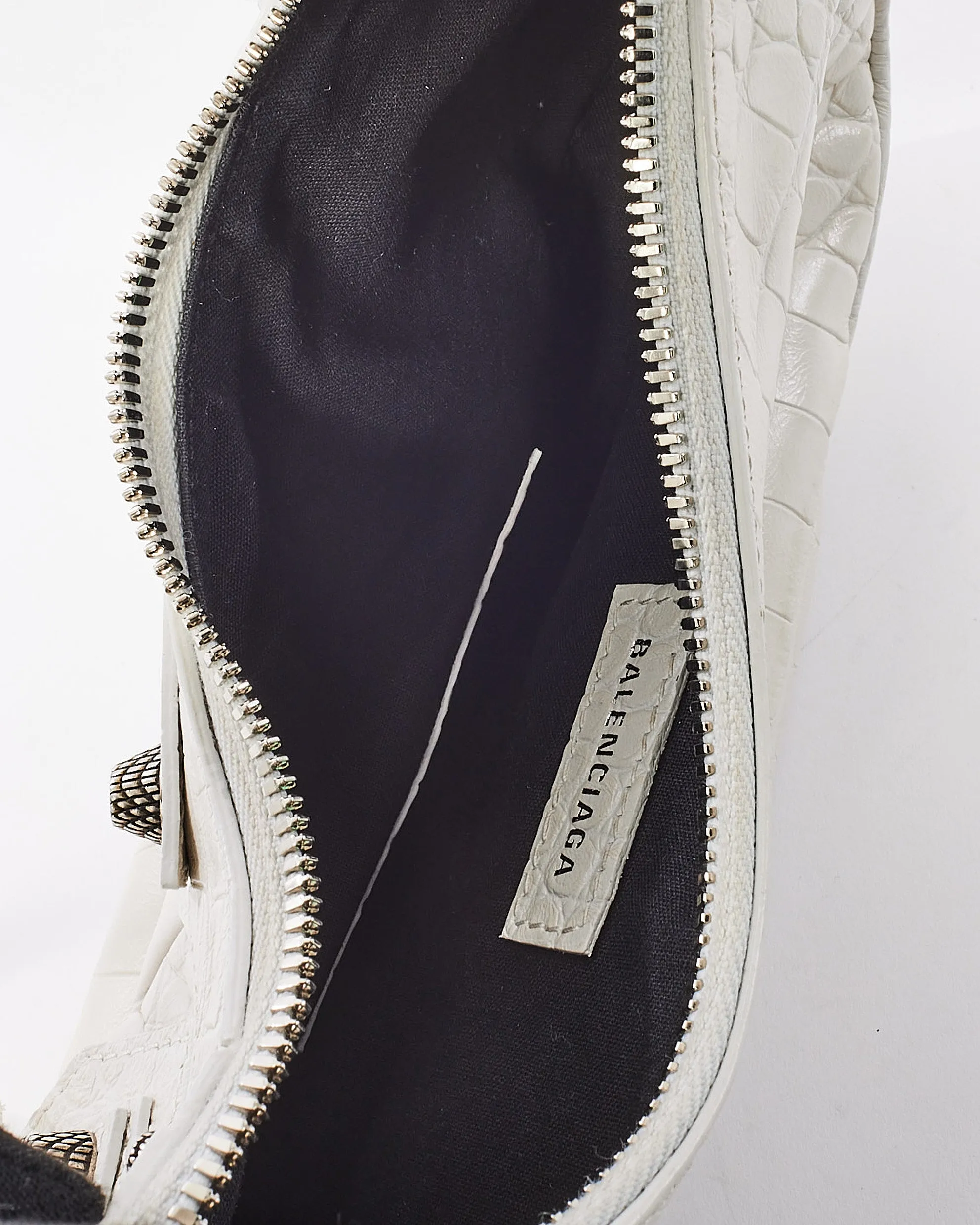 Balenciaga White Arena Lambskin Leather Le Cagole XS Shoulder Bag