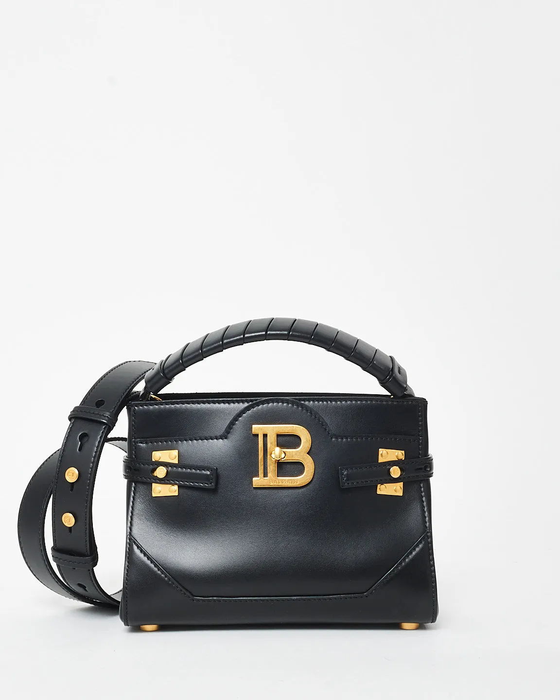 Balmain Black Leather Mini B Buzz 22 Leather Tote Bag