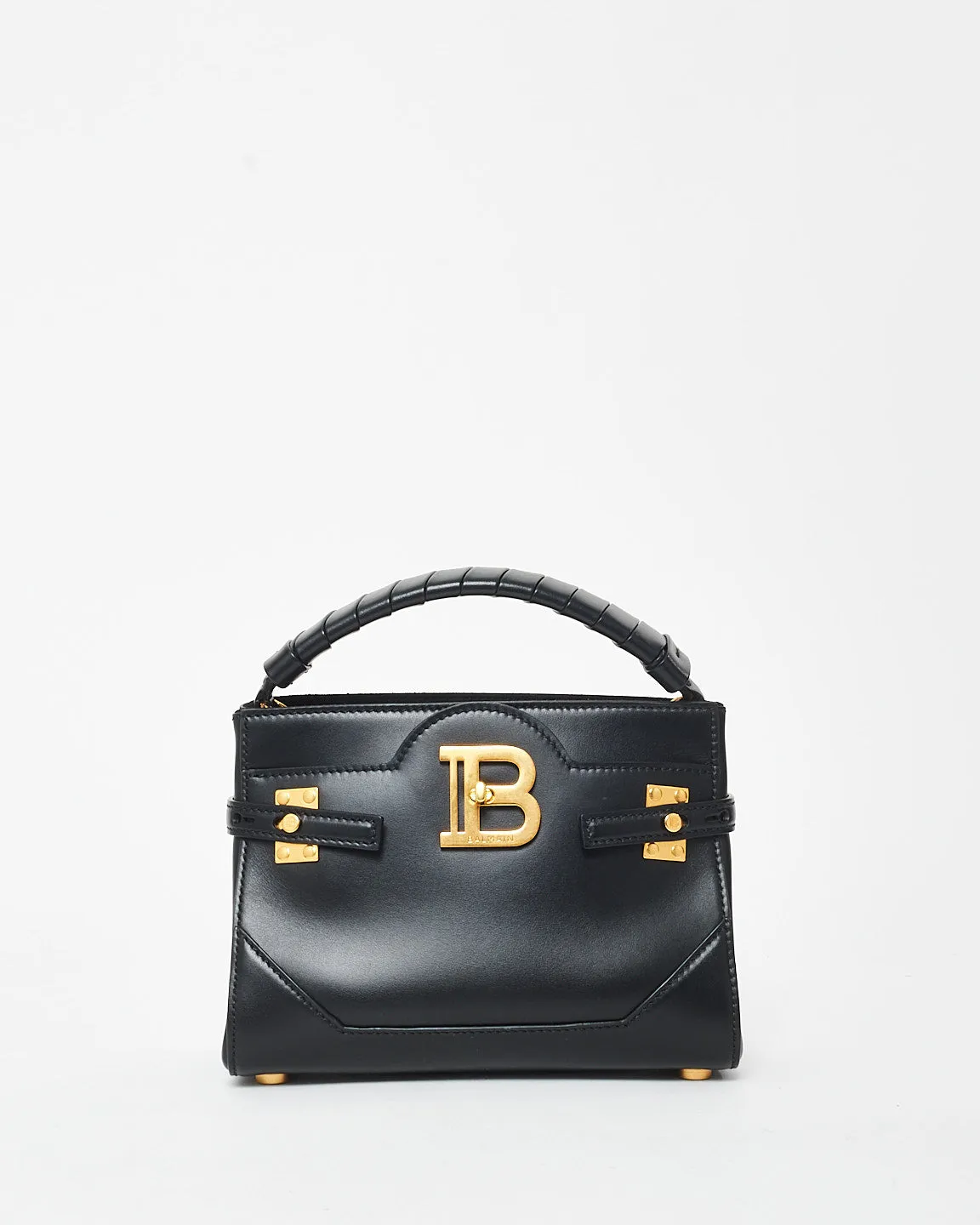 Balmain Black Leather Mini B Buzz 22 Leather Tote Bag