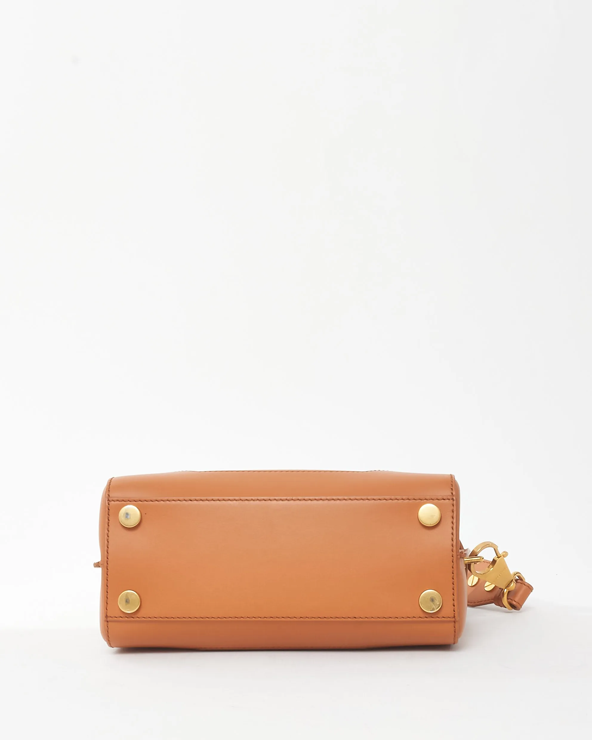 Balmain Brown Leather B-Buzz 23 Top Handle Bag