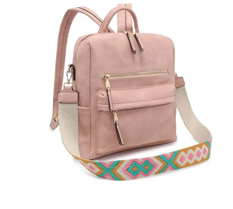 Barcelona Multi Wear Backpack Vegan Leather with Zipper Closure
