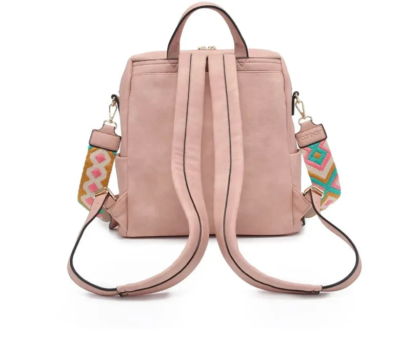 Barcelona Multi Wear Backpack Vegan Leather with Zipper Closure