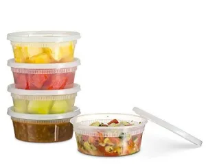 Basix Deli Food Storage Container with Lids 8 Ounce Pack of 96 Leakproof Containers, Great for Meal Prep, Picnic, Take Out, Fruits, Cookies, Or Any Kind of Food