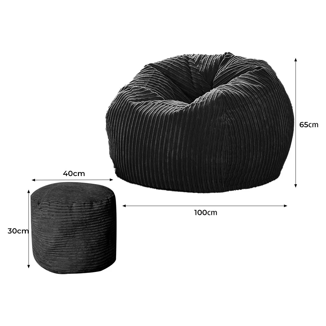 Bean Bag Chair Cover Home Game Seat Lazy Sofa Cover Large With Foot Stool
