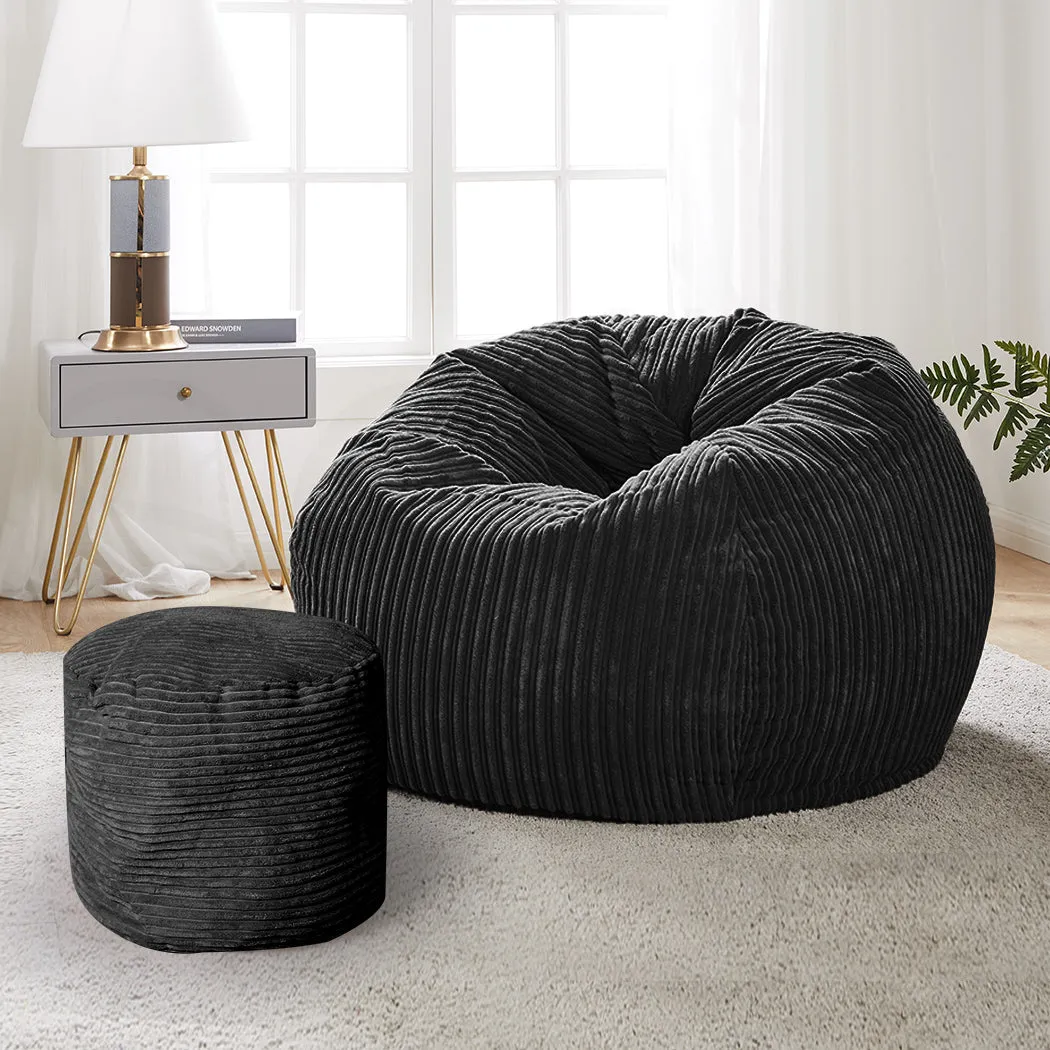 Bean Bag Chair Cover Home Game Seat Lazy Sofa Cover Large With Foot Stool
