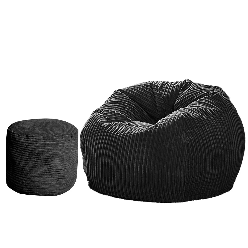 Bean Bag Chair Cover Home Game Seat Lazy Sofa Cover Large With Foot Stool