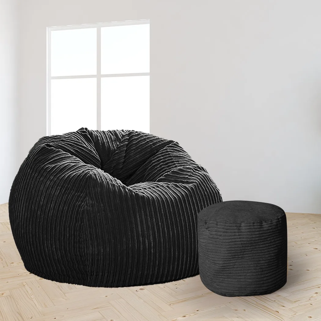 Bean Bag Chair Cover Home Game Seat Lazy Sofa Cover Large With Foot Stool