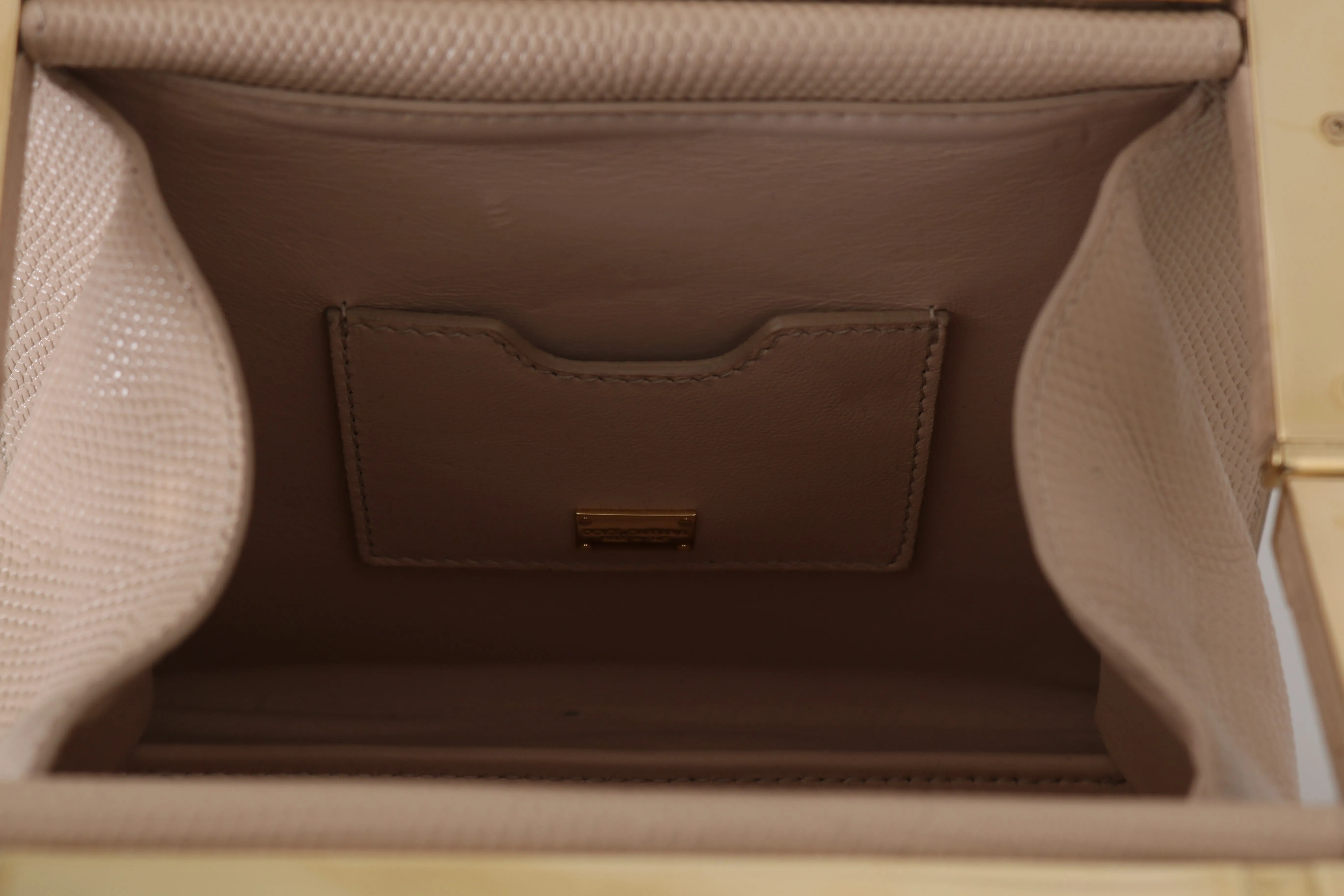 Beige Leather Floral Crystal Hand Shoulder Purse