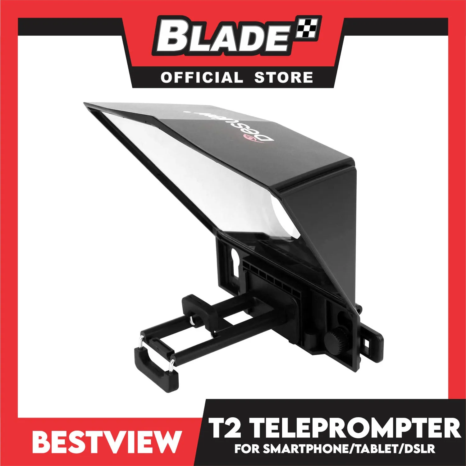 Bestview Desview T2 Teleprompter for Smartphone Tablet DSLR Camera with Remote Control & Lens Adapter Rings- Use for Interview Speech Live Streaming Online Video Vlog YouTube Tiktok