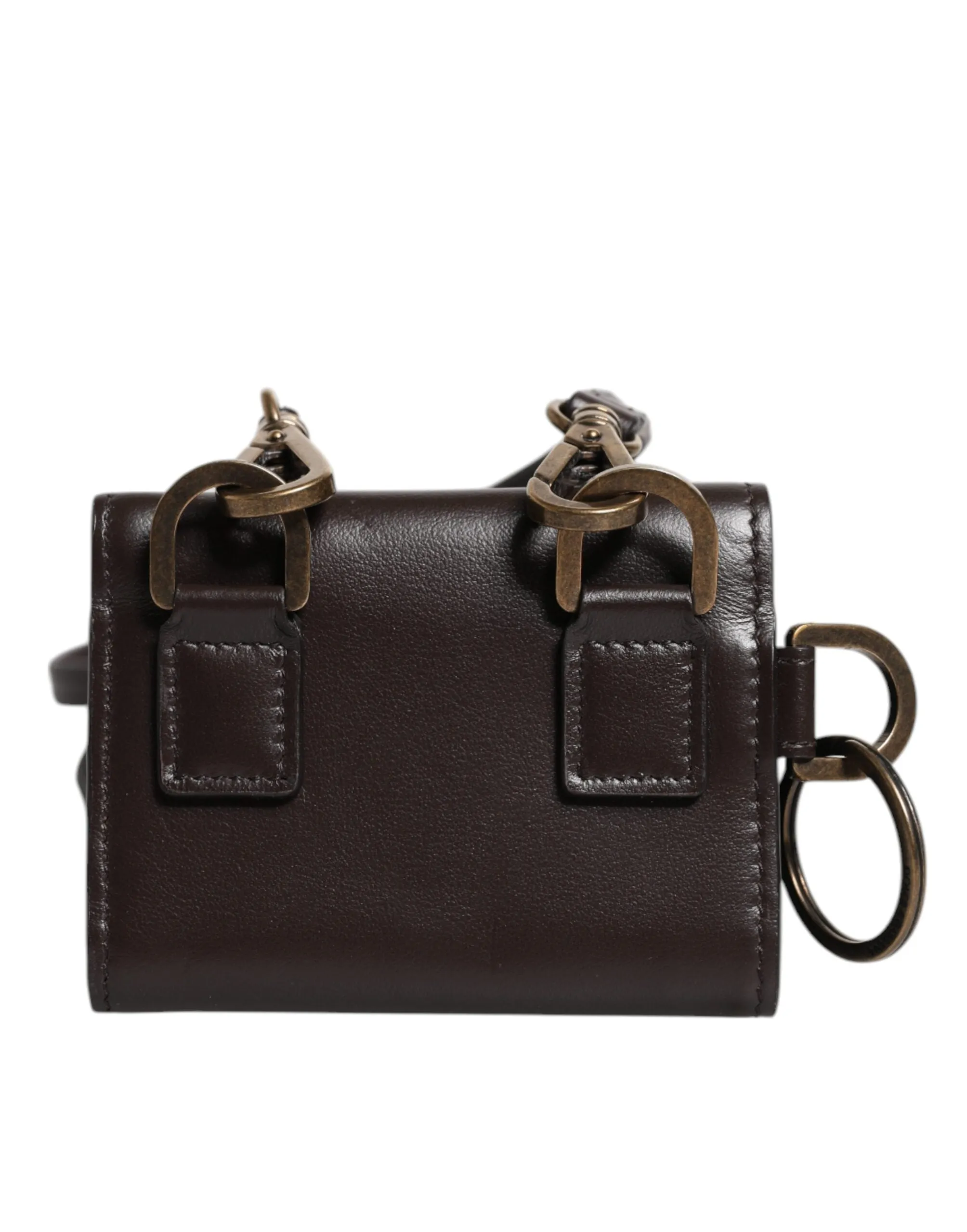 Black Exotic Leather Trifold Crossbody Sling Wallet