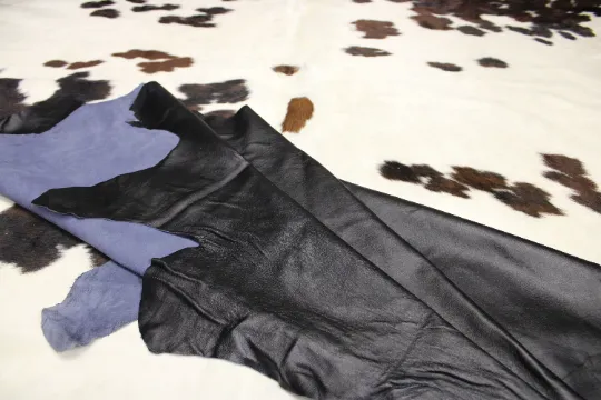 Black Lambskin Leather - Garment Leather Thickness: 0.8 -1.0 mm/ 2 - 2.5oz / Size 7 SqFt