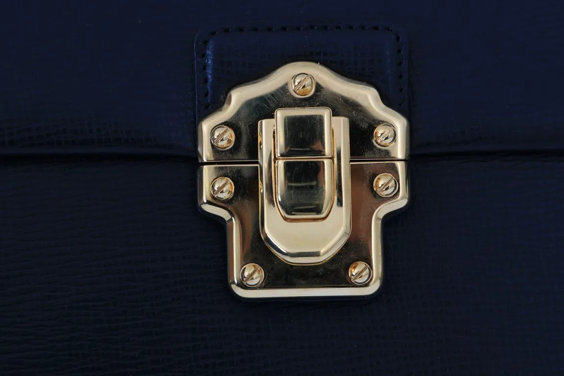 Black Leather LUCIA Messenger Bag