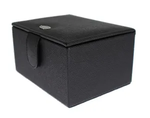 Black Leather Unisex Two Watch Case Cover Box Storage