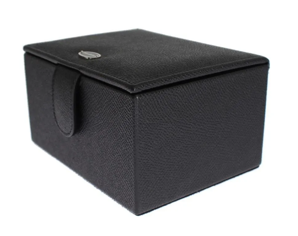 Black Leather Unisex Two Watch Case Cover Box Storage