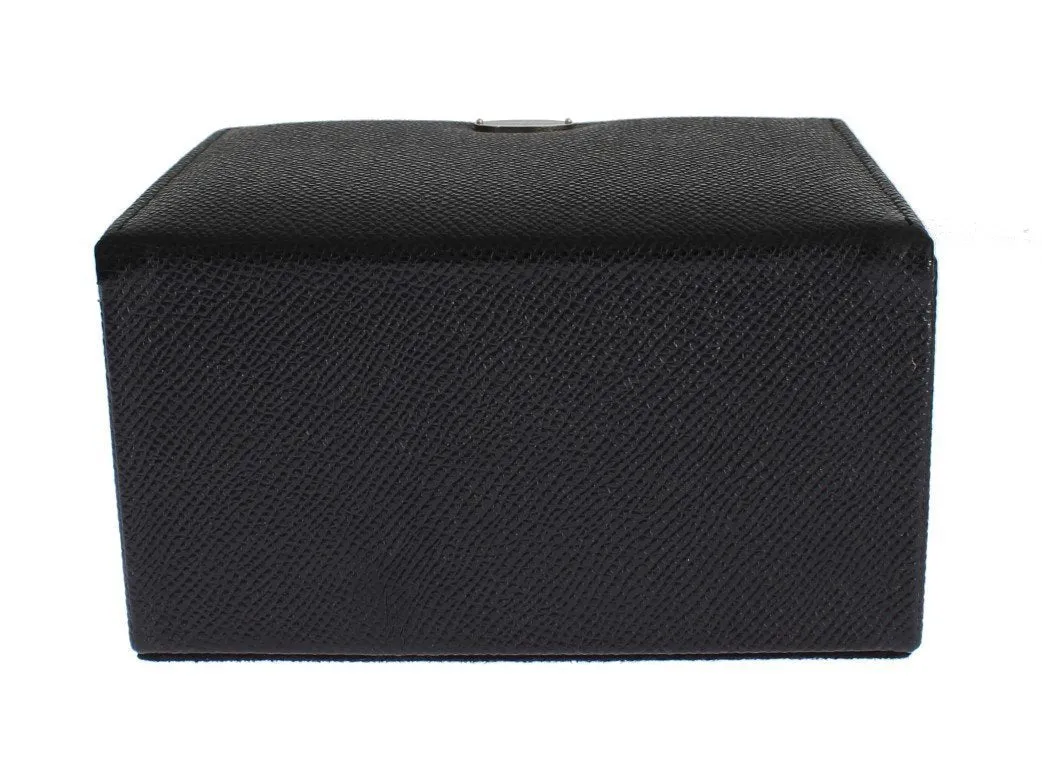 Black Leather Unisex Two Watch Case Cover Box Storage
