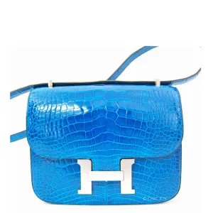 Bleu Izmir Mini 18cm Constance Shiny Alligator Crossbody Shoulder Bag