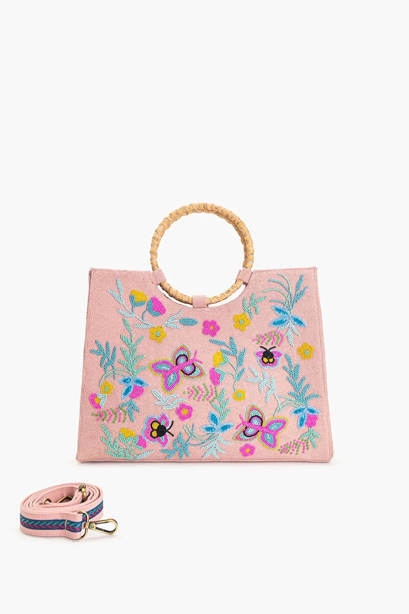 Blushy Flutter Beaded Tote