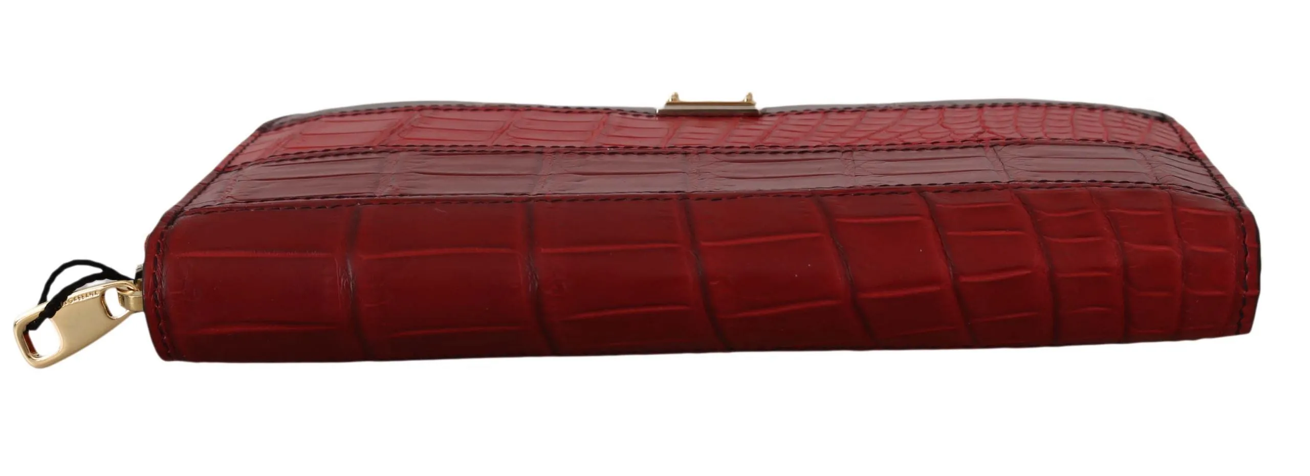 Bordeaux Crocodile Leather Continental Clutch Wallet