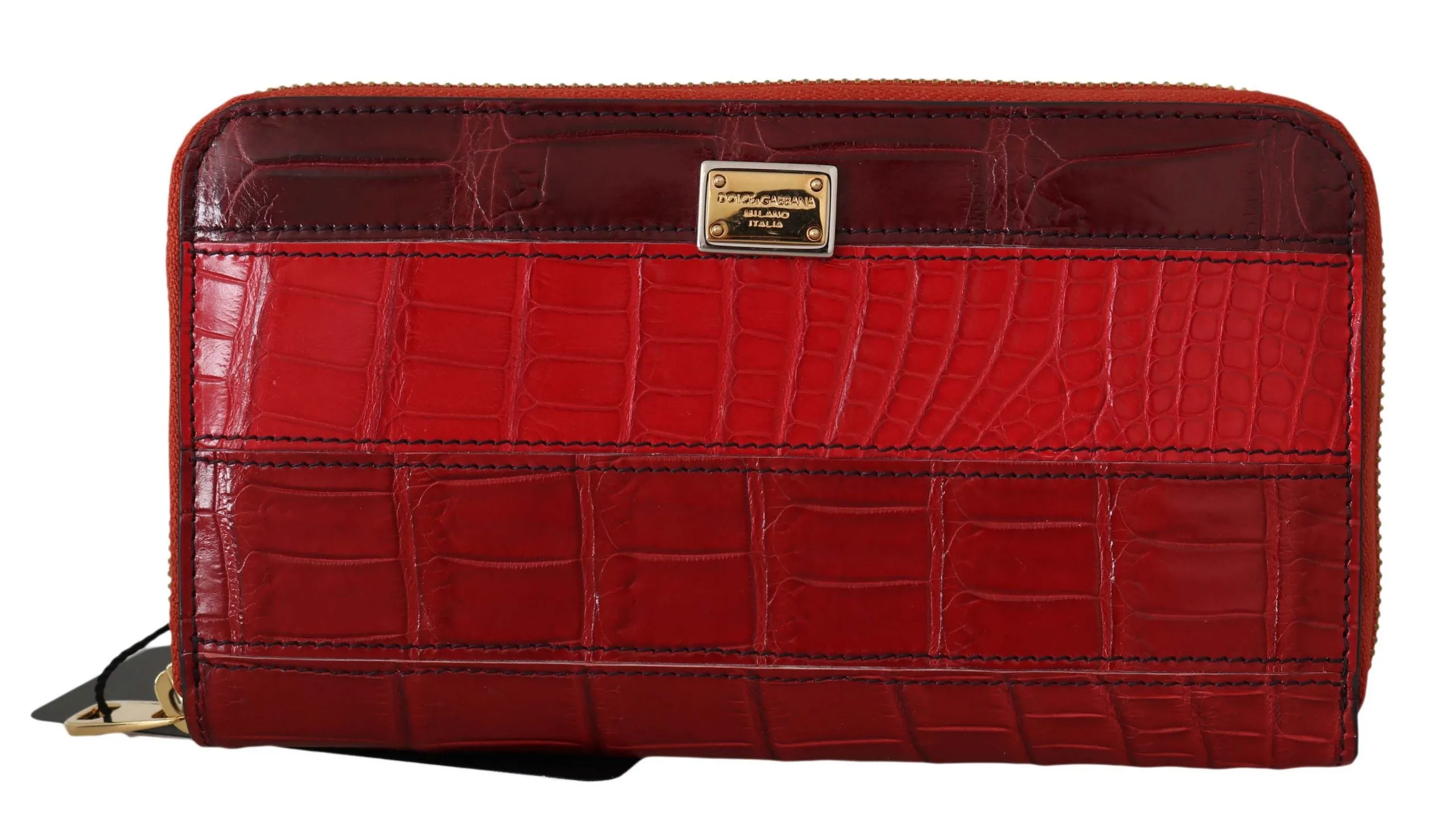Bordeaux Crocodile Leather Continental Clutch Wallet