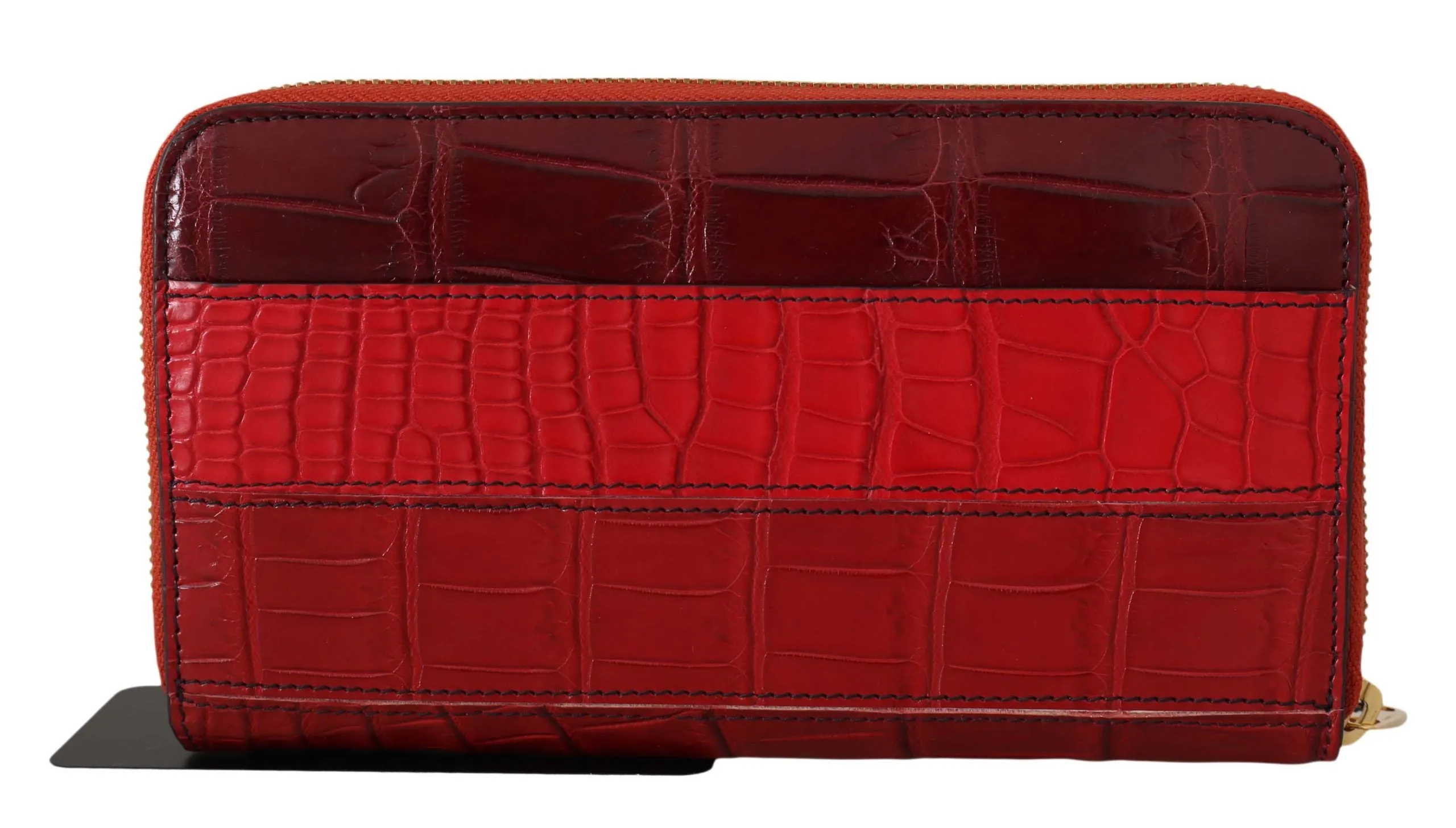 Bordeaux Crocodile Leather Continental Clutch Wallet