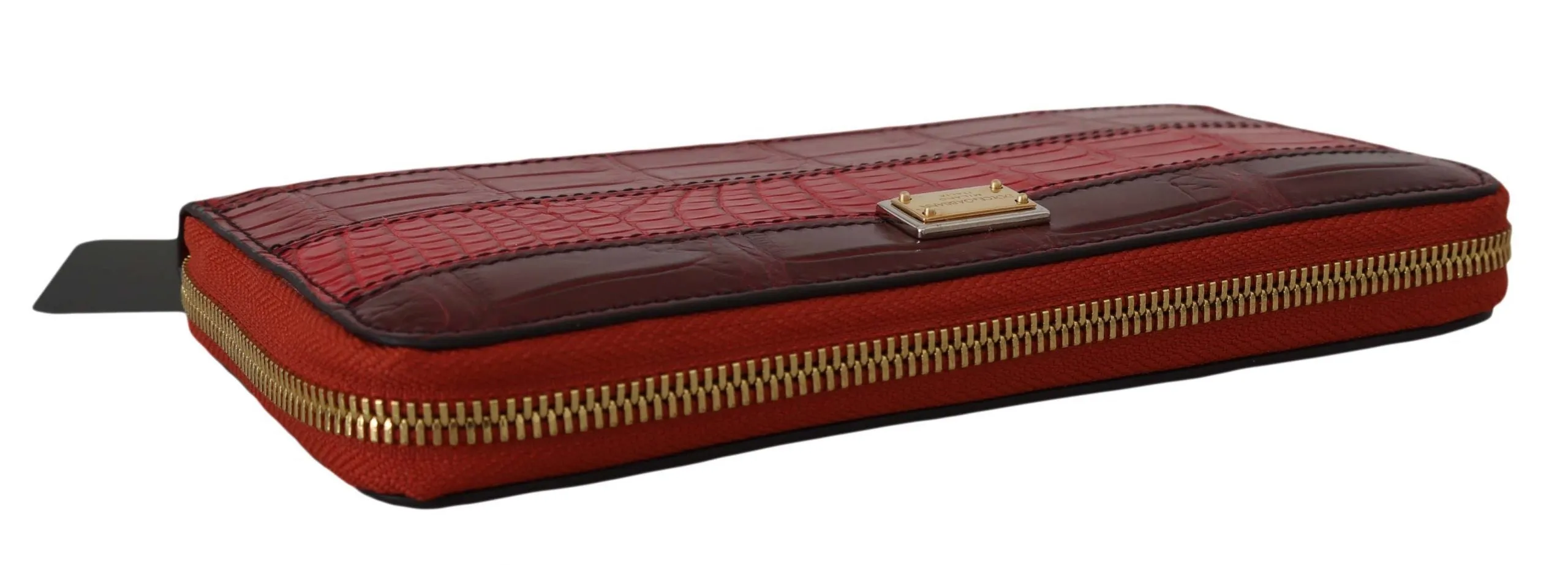 Bordeaux Crocodile Leather Continental Clutch Wallet