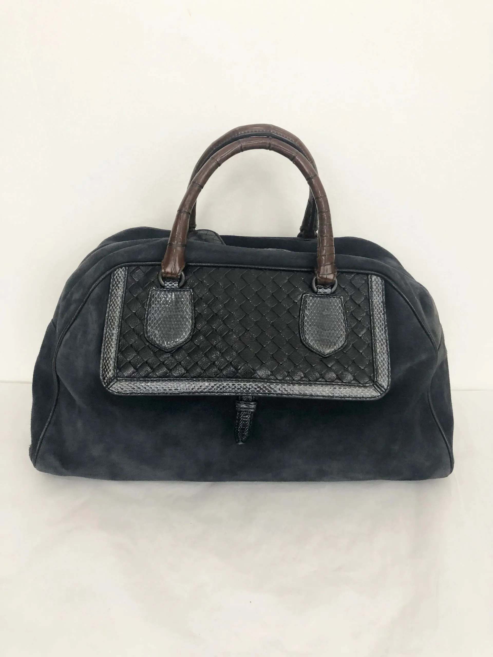Bottega Veneta Suede Intrecciato Handle Bag