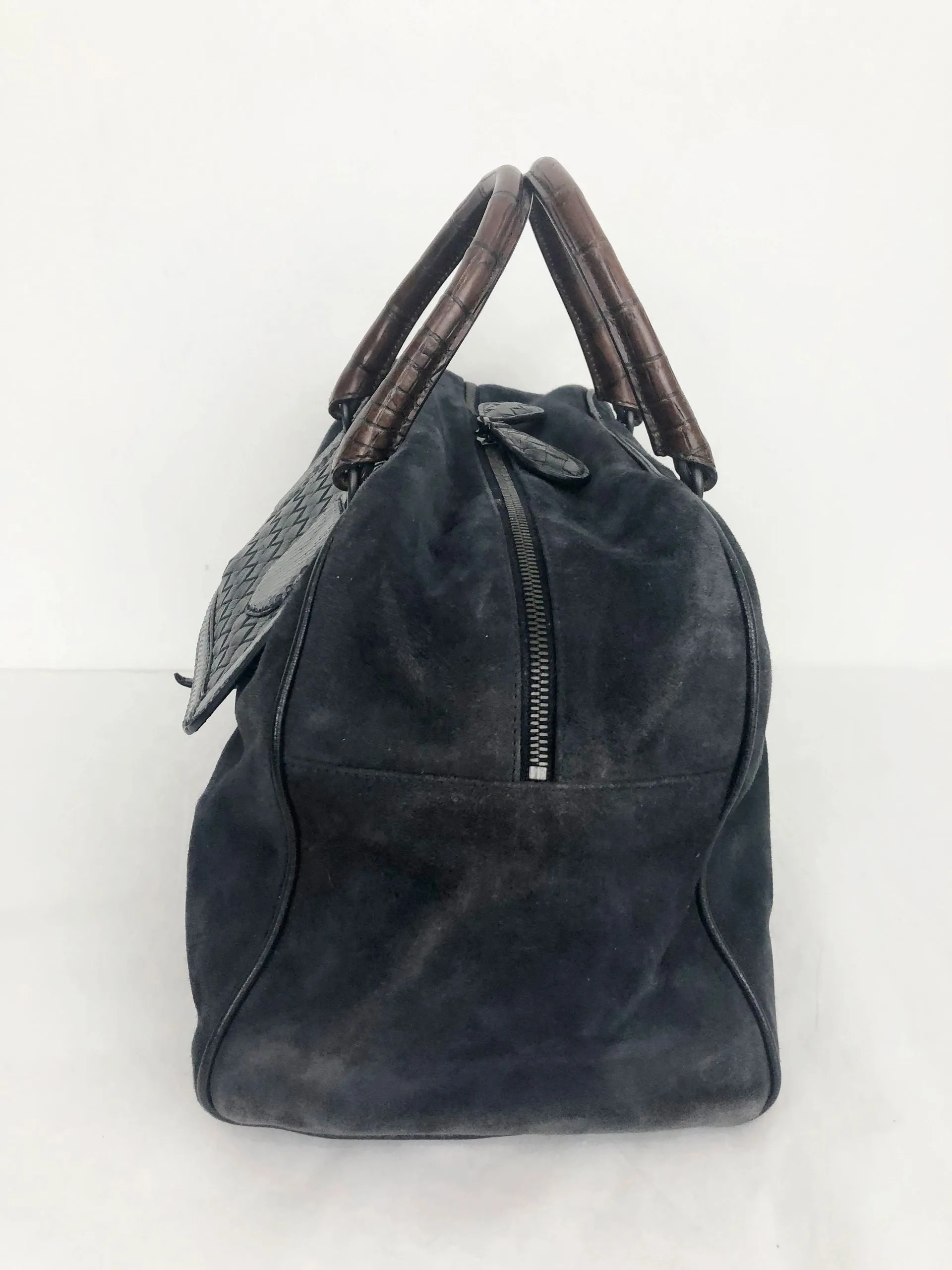 Bottega Veneta Suede Intrecciato Handle Bag