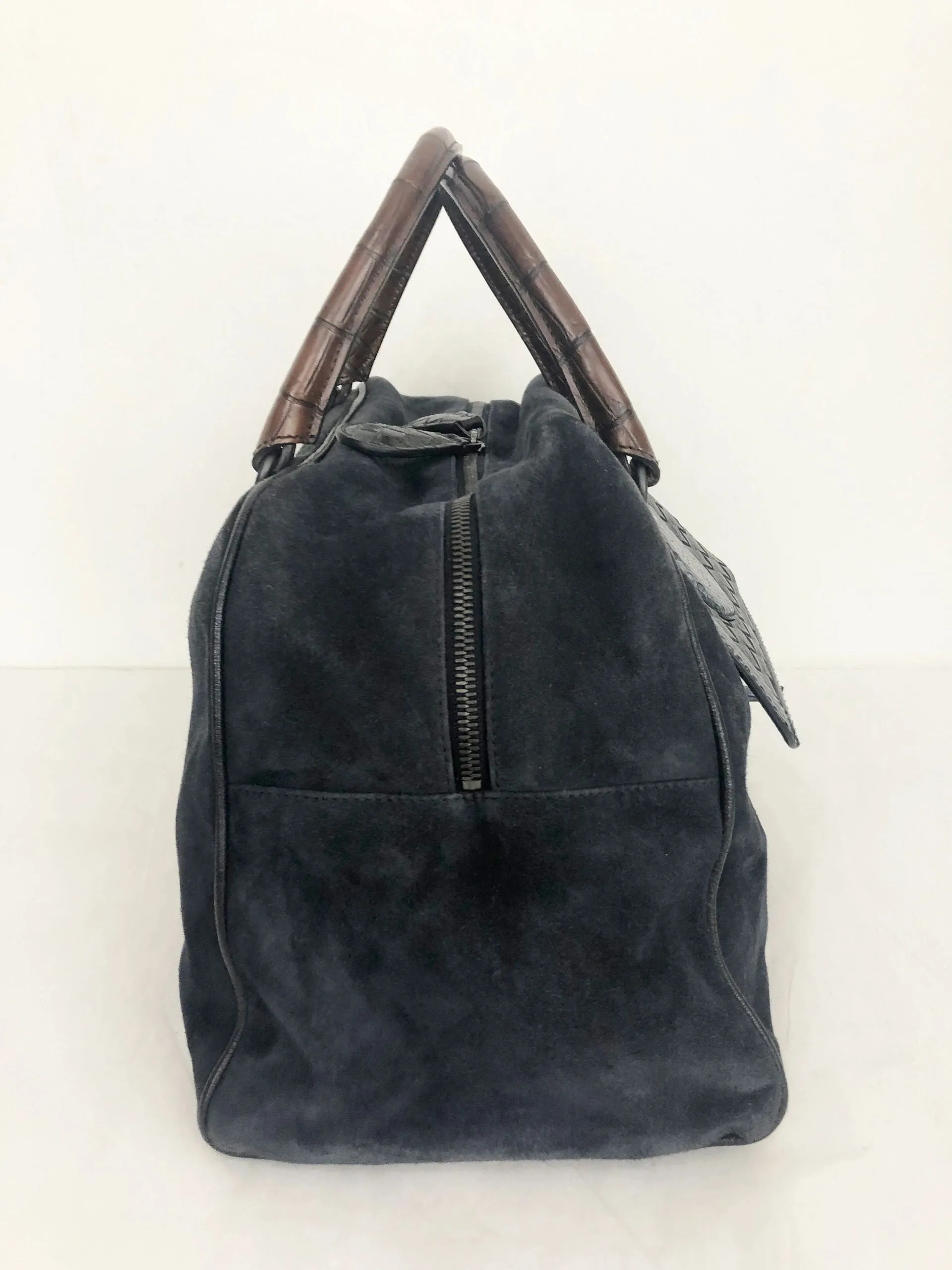 Bottega Veneta Suede Intrecciato Handle Bag
