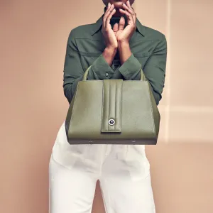 briffani lean interchangeable quilted closure tote - olive with gunmetal
