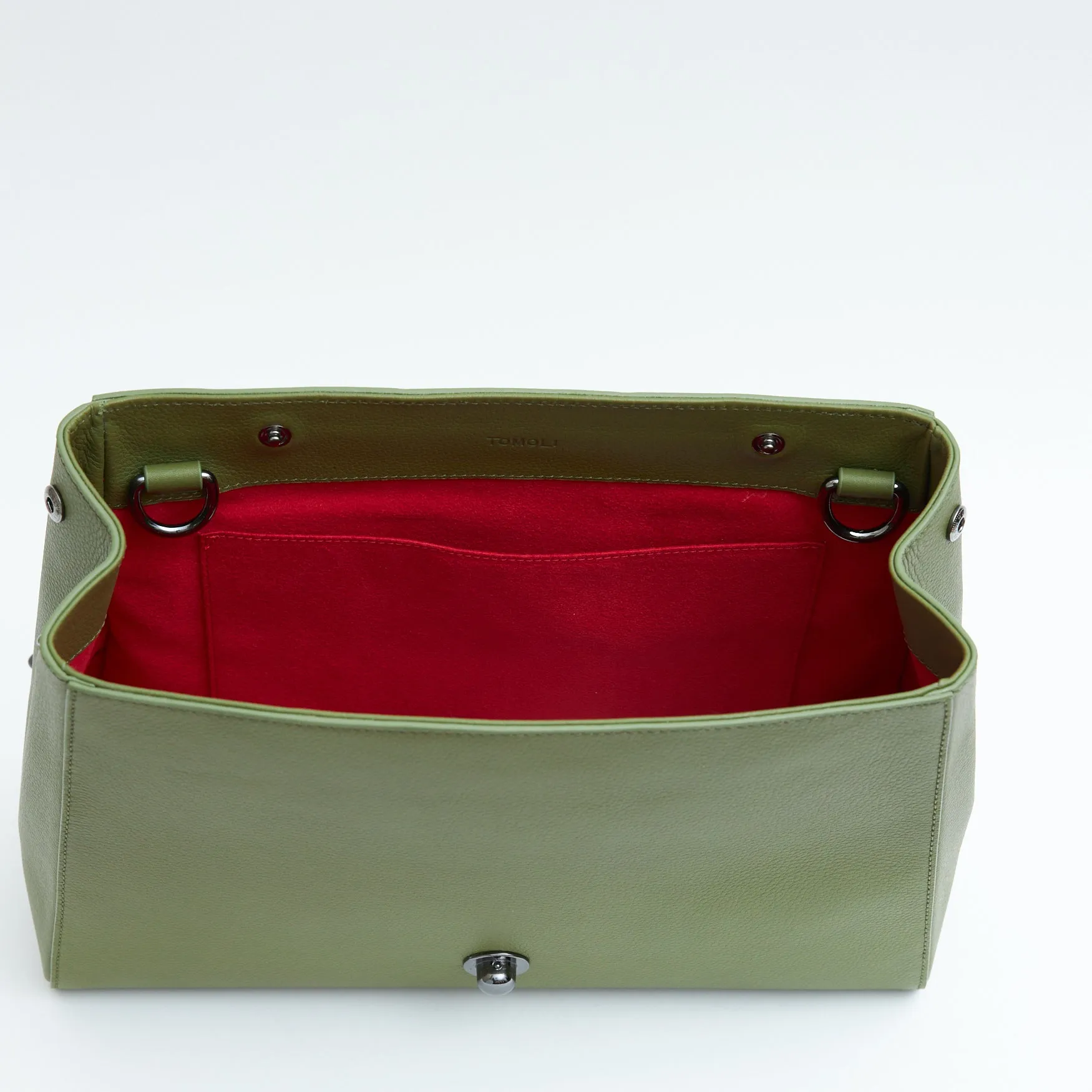 briffani lean interchangeable quilted closure tote - olive with gunmetal