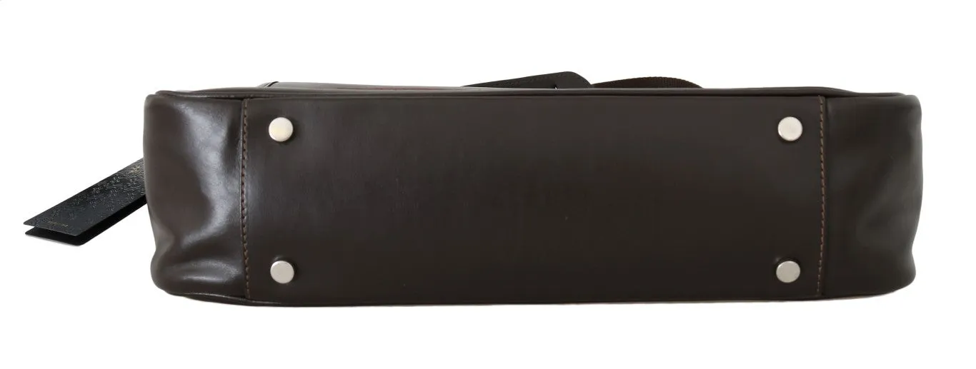 Brown Leather Messenger Shoulder Bag